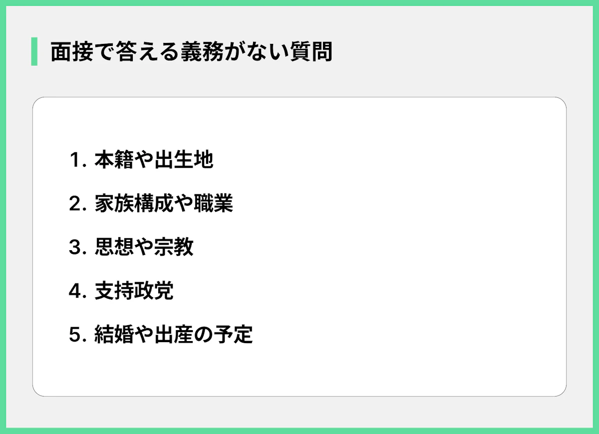 面接で答える義務がない質問