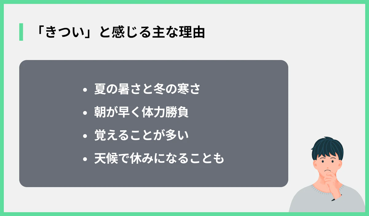 「きつい」と感じる主な理由