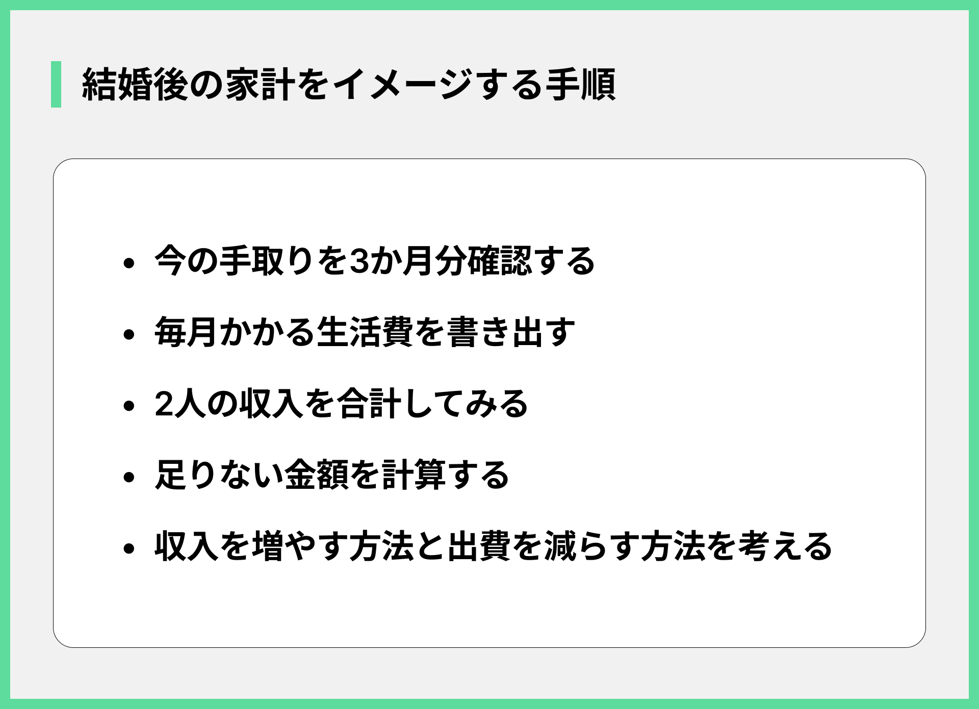 結婚後の家計をイメージする手順
