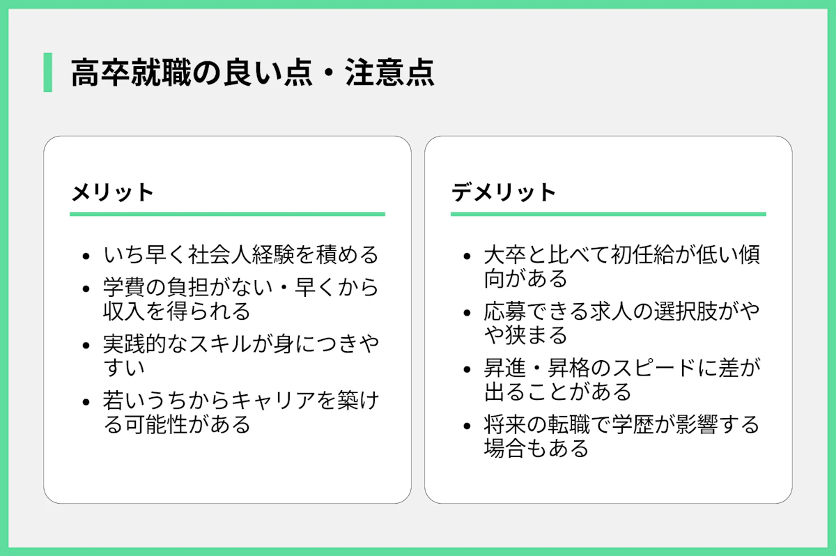 高卒就職の良い点・注意点