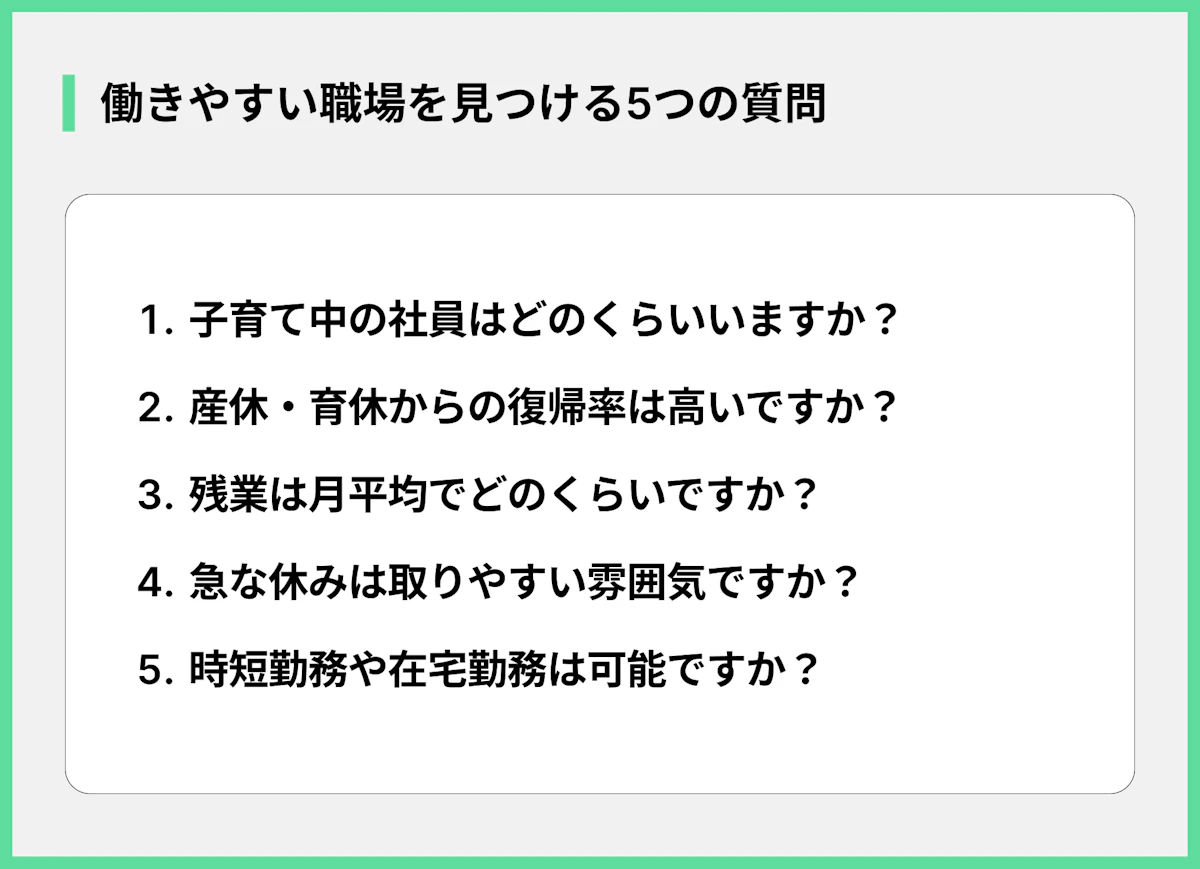 働きやすい職場を見つける5つの質問