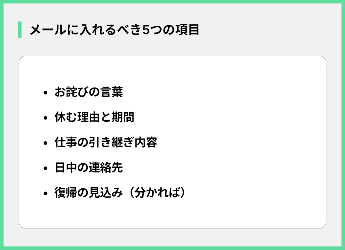 メールに入れるべき5つの項目
