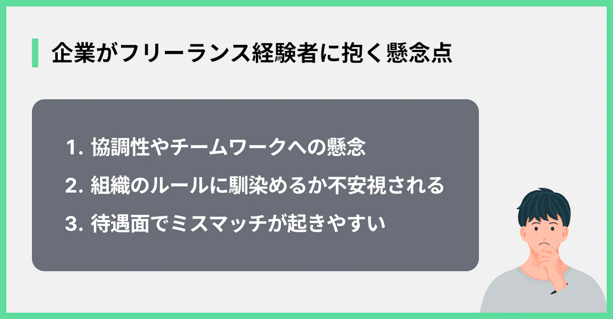 企業がフリーランス経験者に抱く懸念点