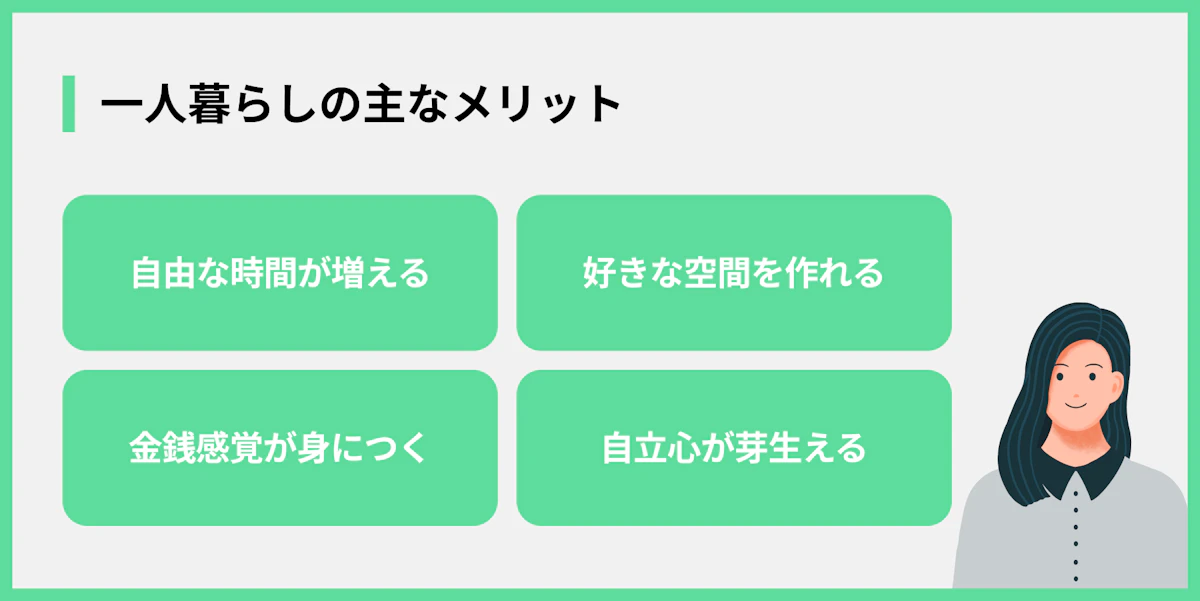 一人暮らしの主なメリット