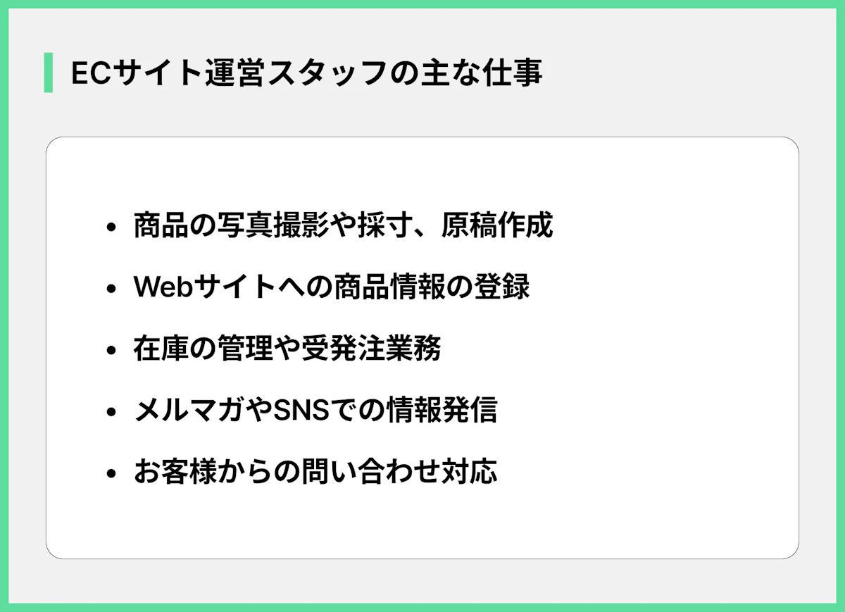 ECサイト運営スタッフの主な仕事