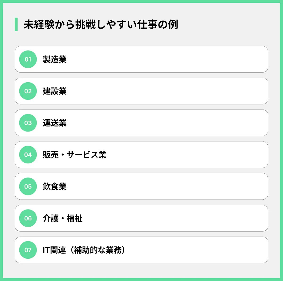 未経験から挑戦しやすい仕事の例