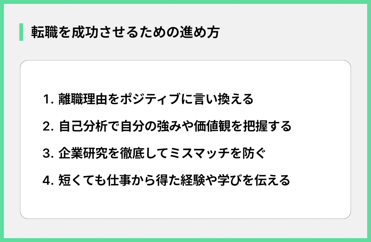 転職を成功させるための進め方
