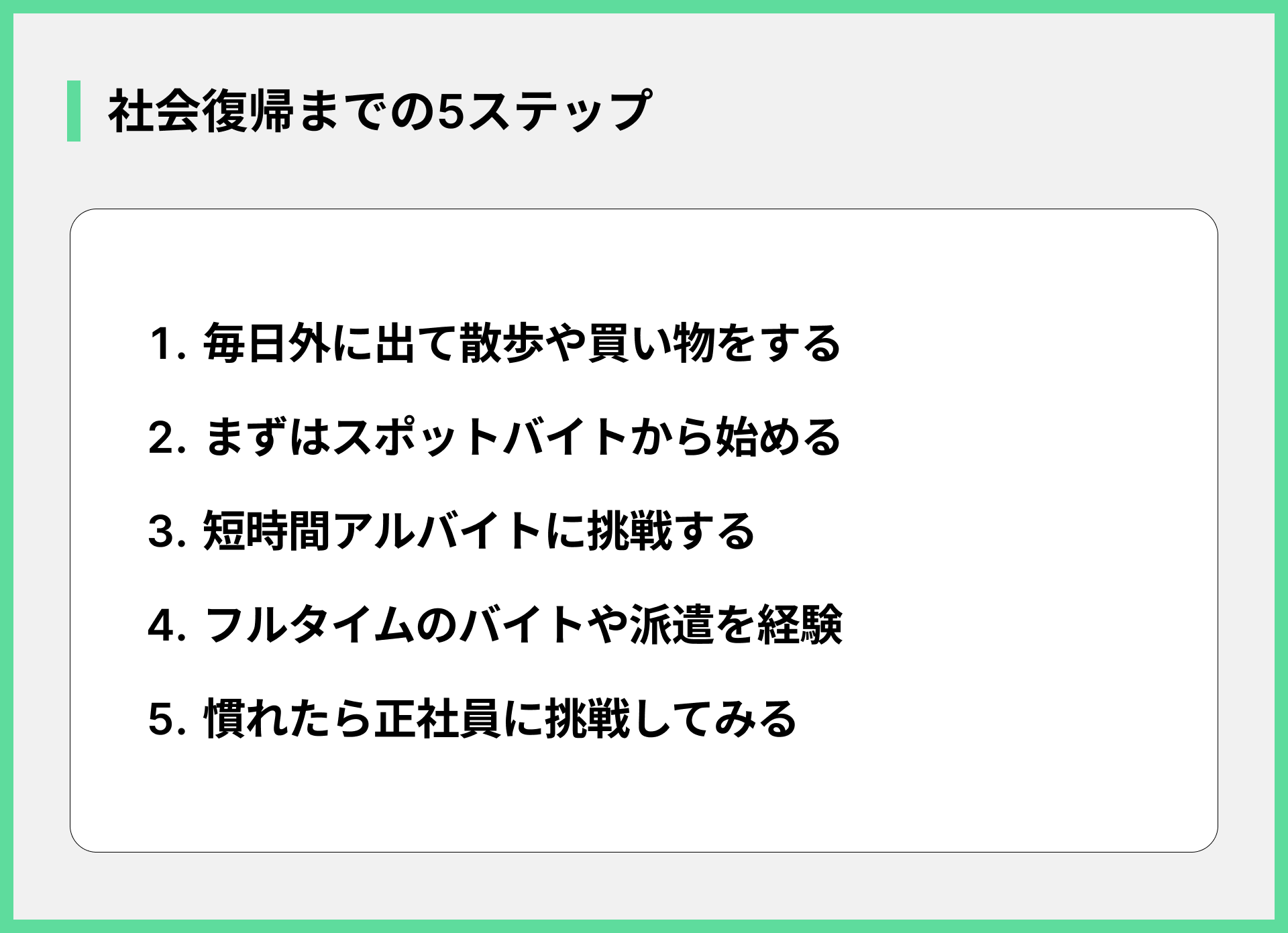 社会復帰までの5ステップ