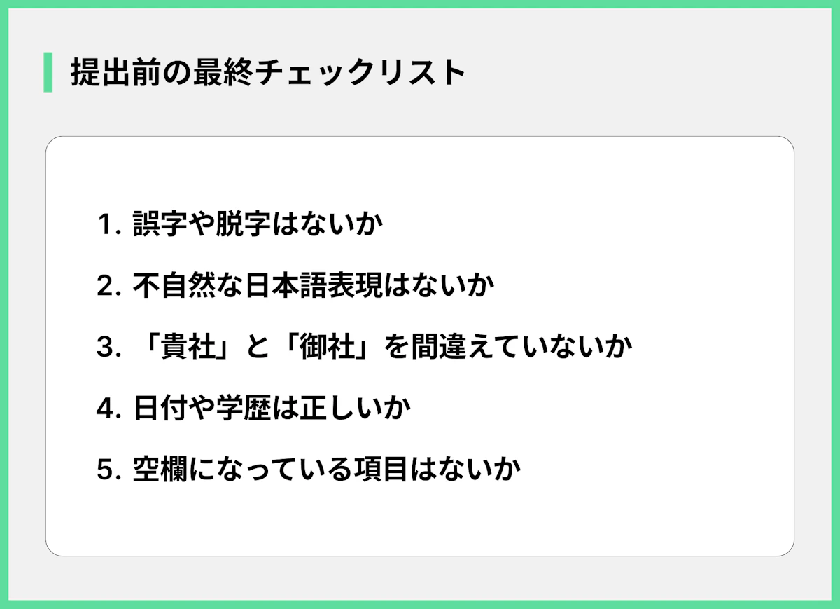 提出前の最終チェックリスト