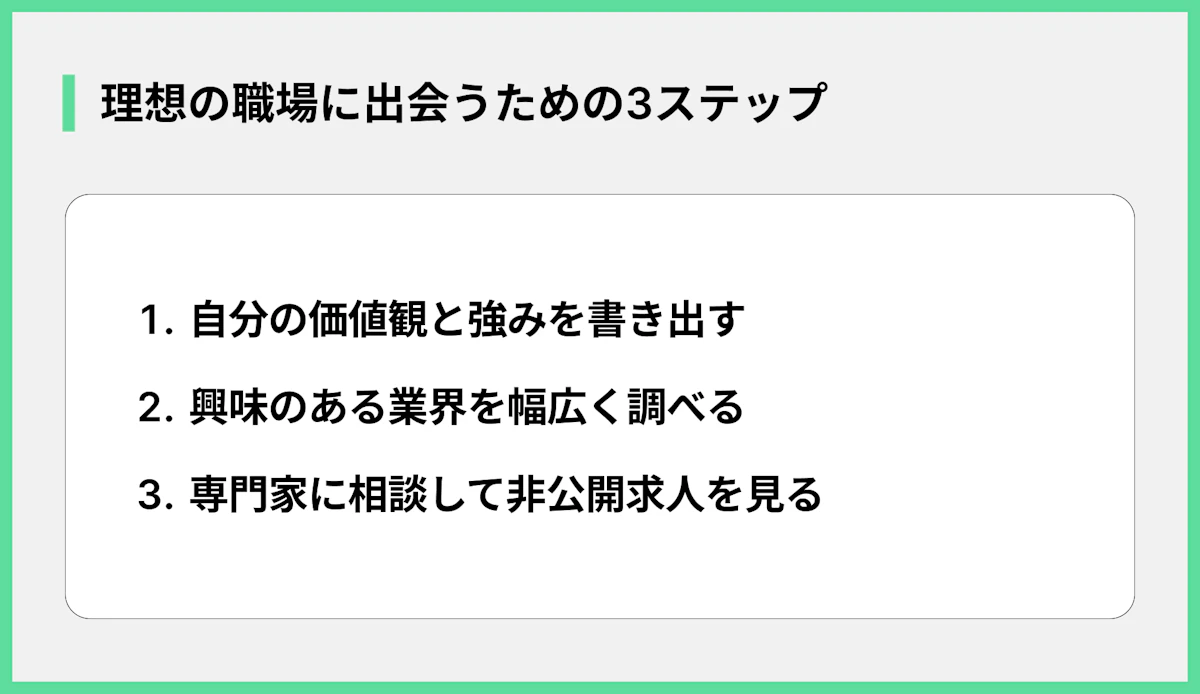 理想の職場に出会うための3ステップ