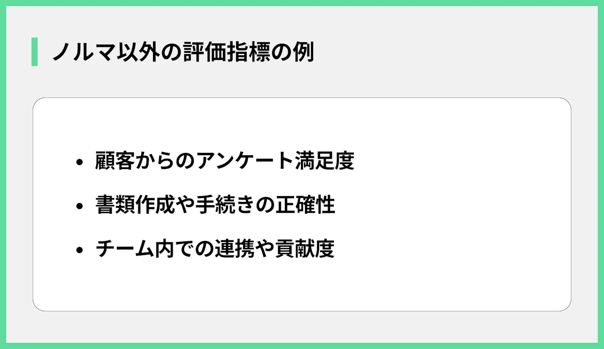 ノルマ以外の評価指標の例