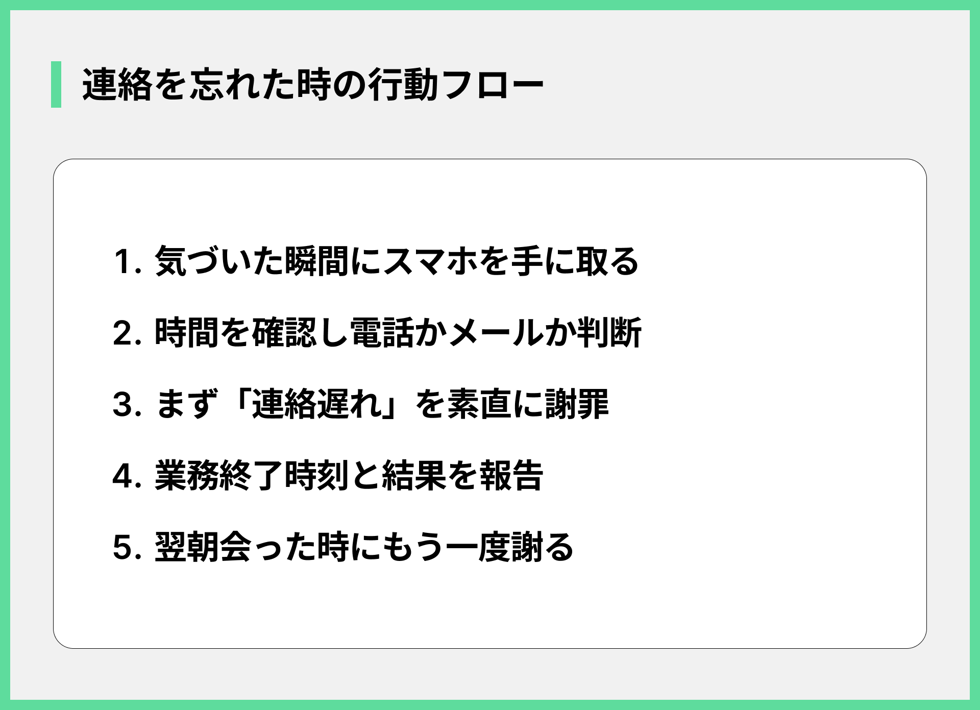 連絡を忘れた時の行動フロー