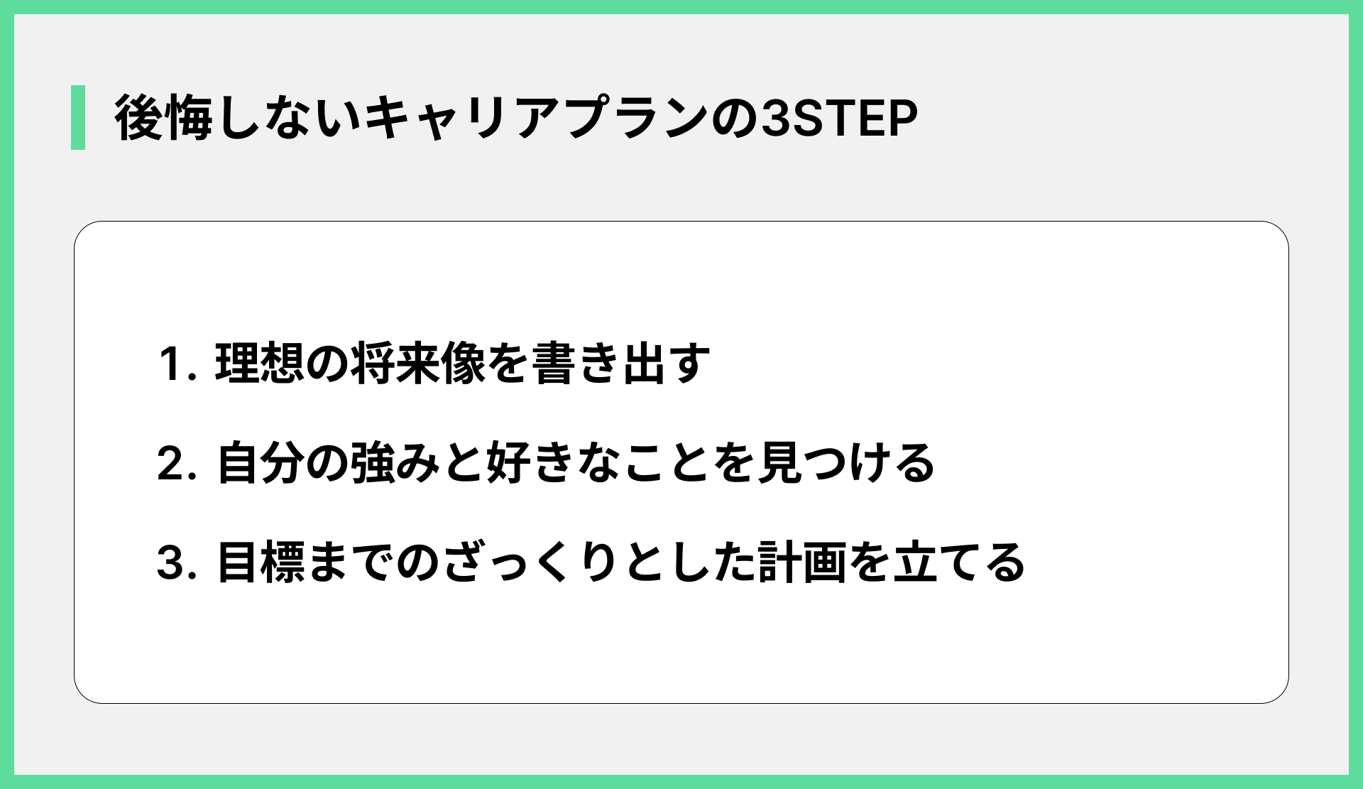後悔しないキャリアプランの3STEP
