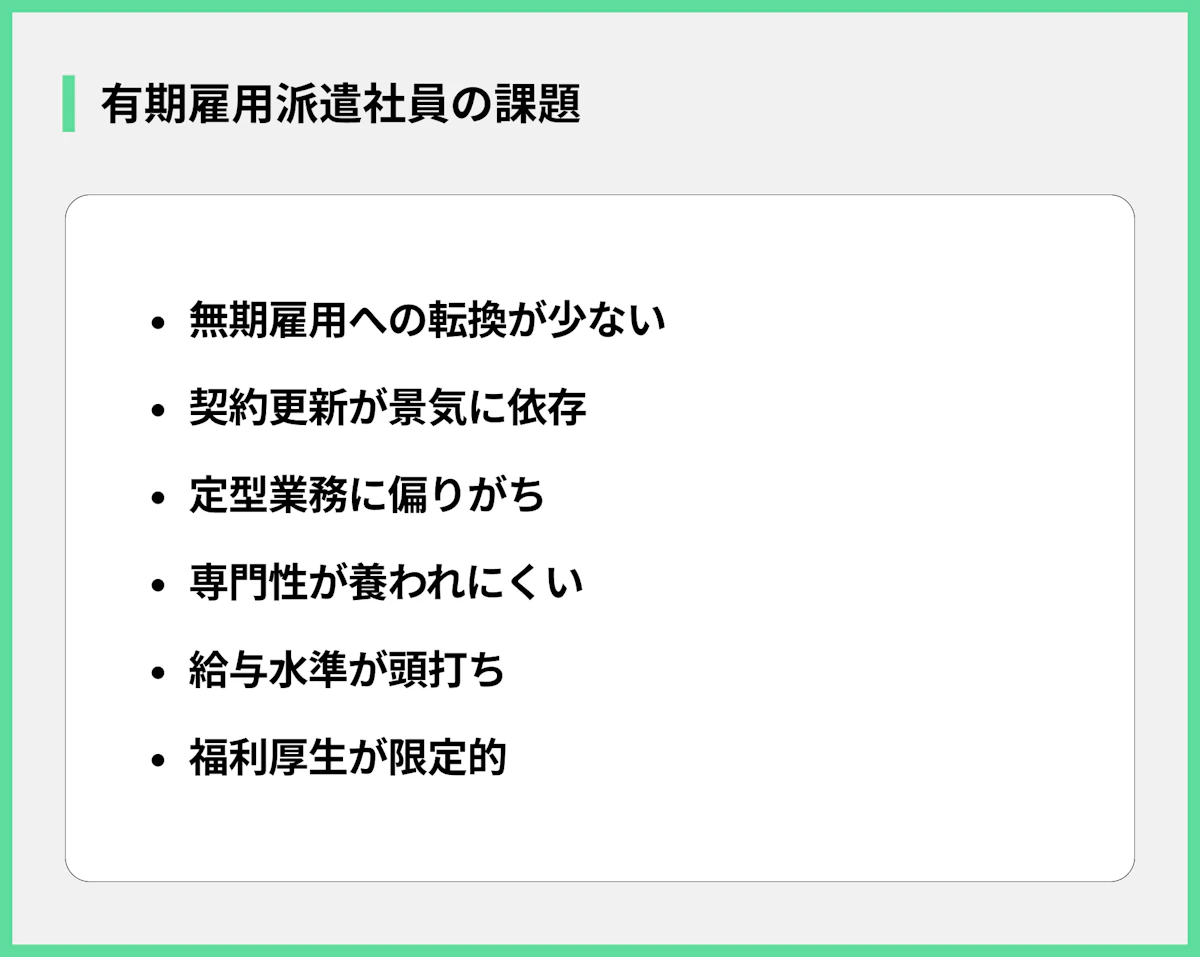 有期雇用派遣社員の課題