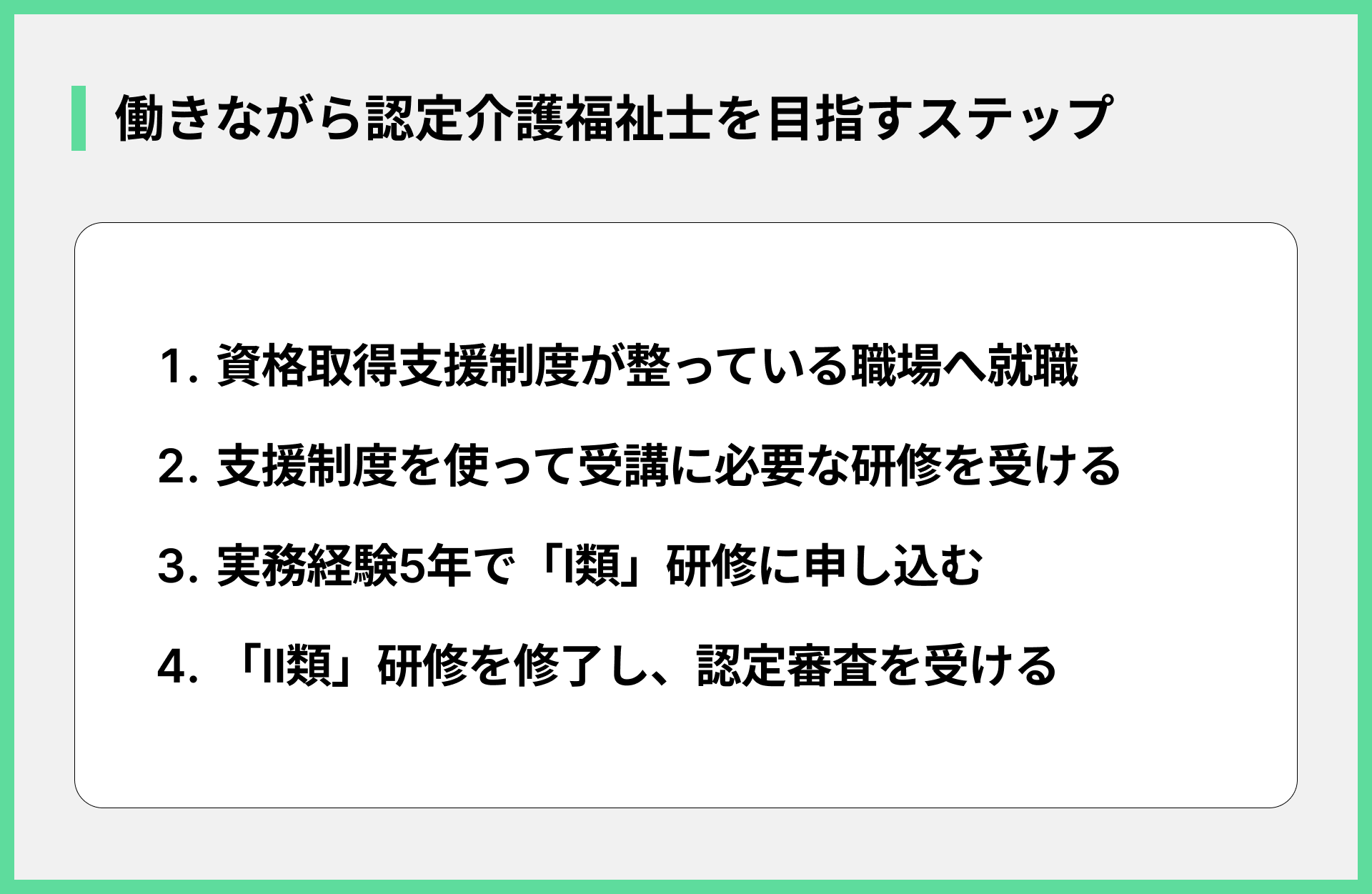 働きながら認定介護福祉士を目指すステップ