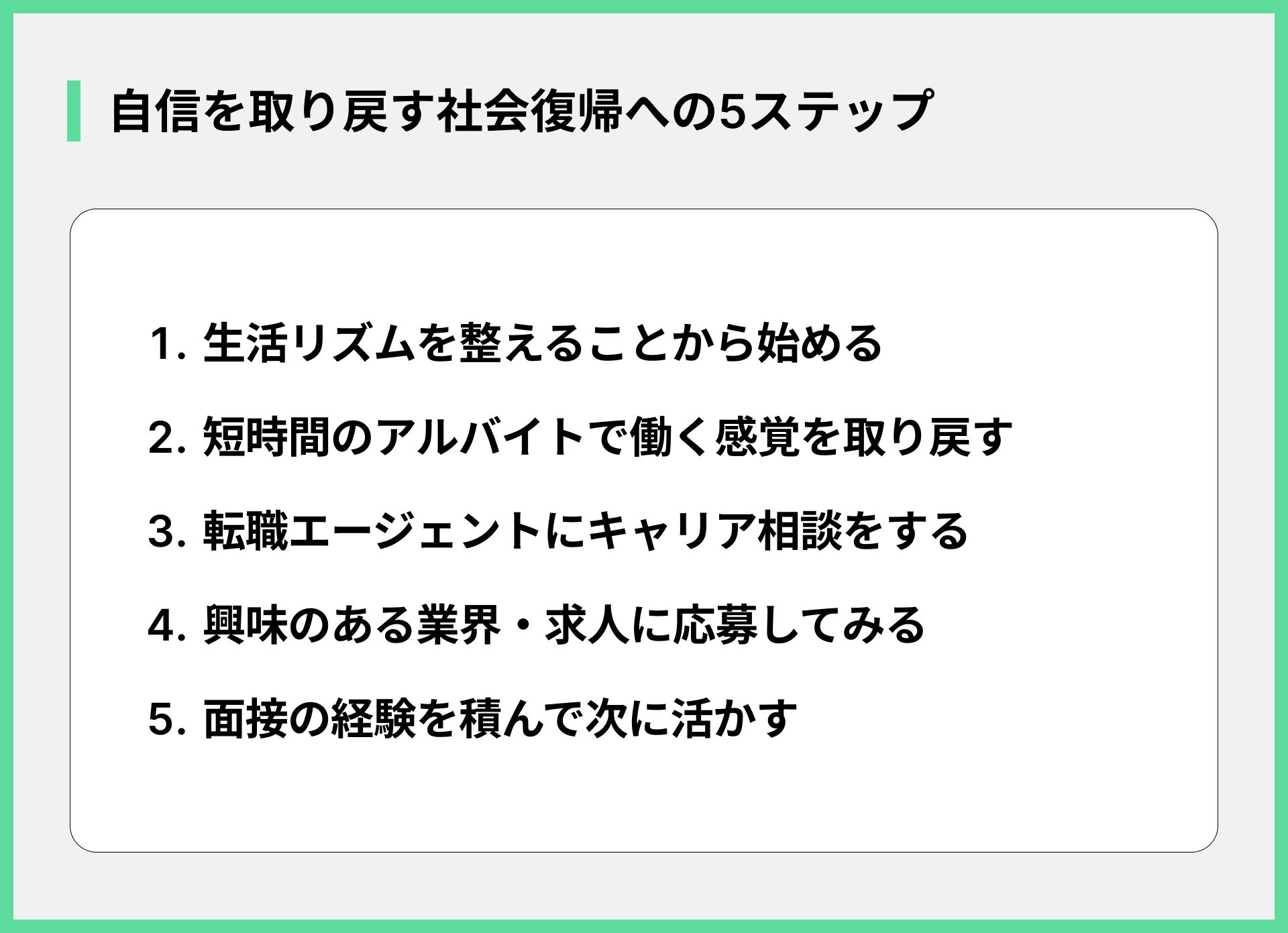 自信を取り戻す社会復帰への5ステップ