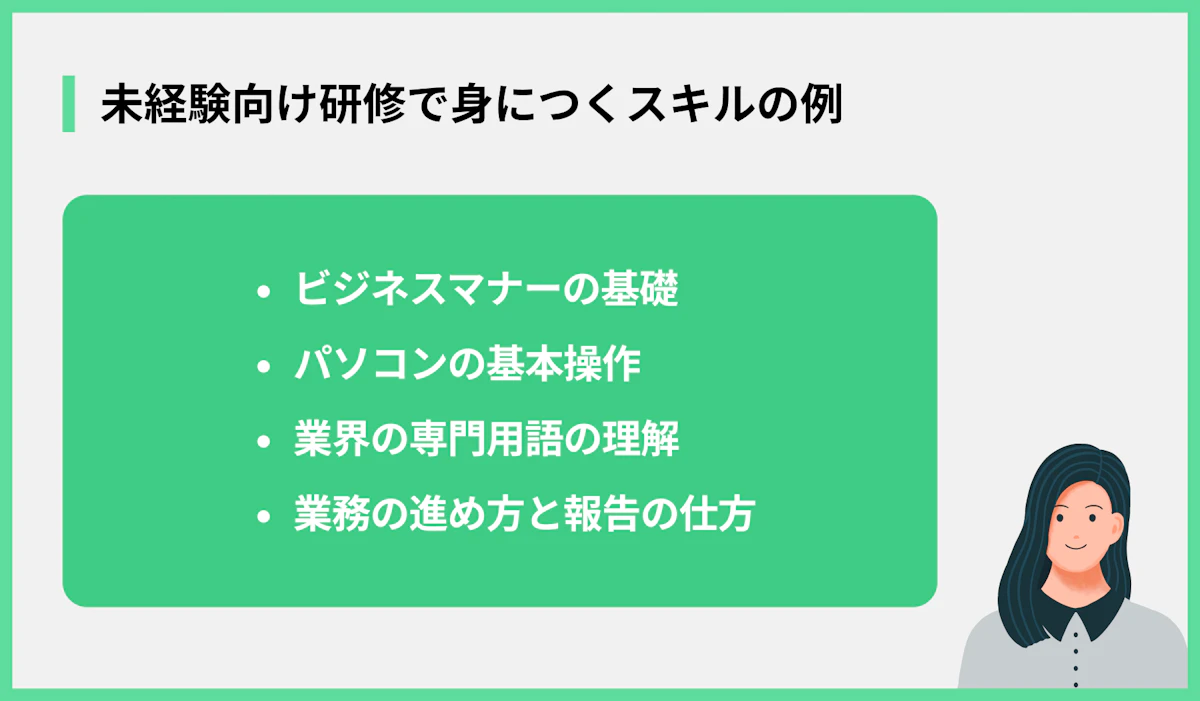 未経験向け研修で身につくスキルの例