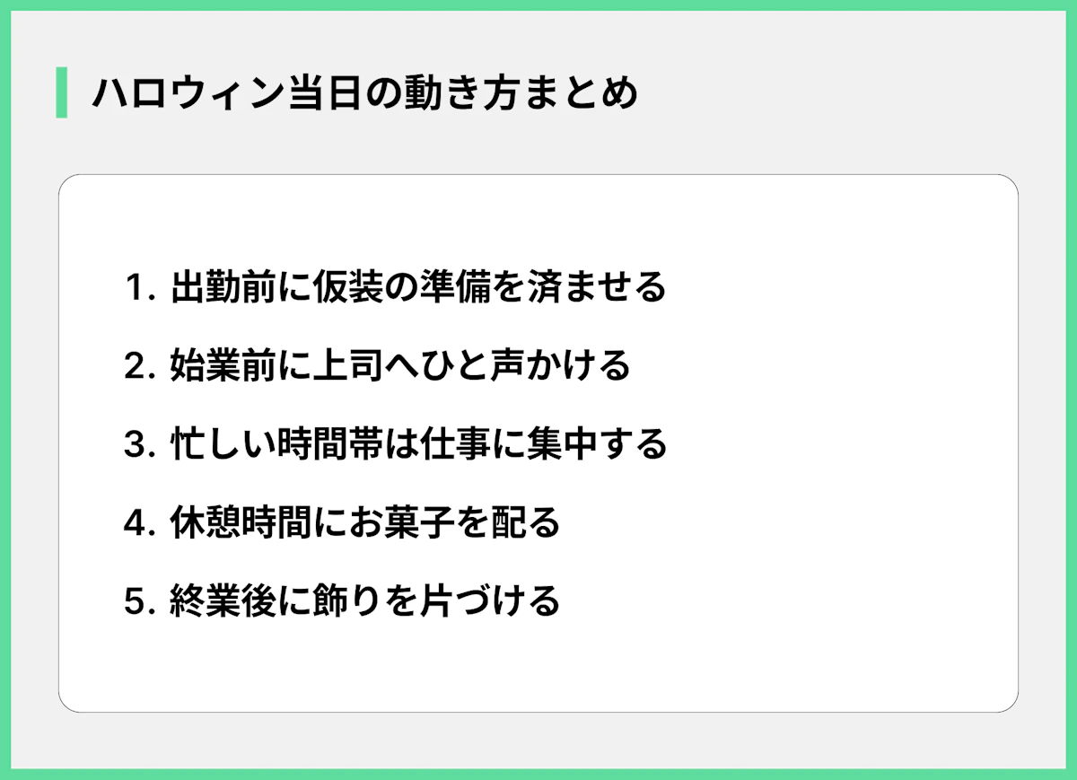 ハロウィン当日の動き方まとめ