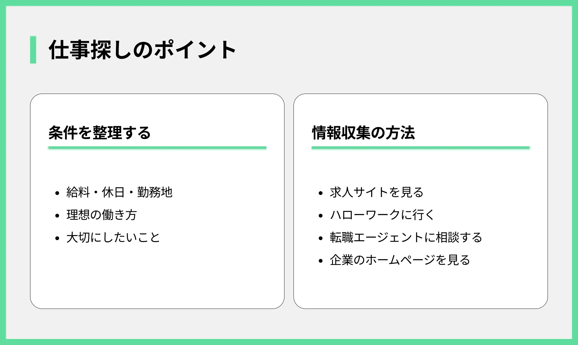 仕事探しのポイント 