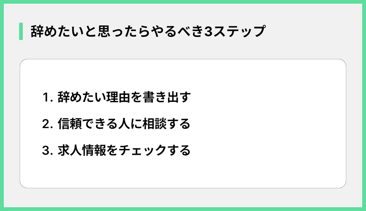 辞めたいと思ったらやるべき3STEP