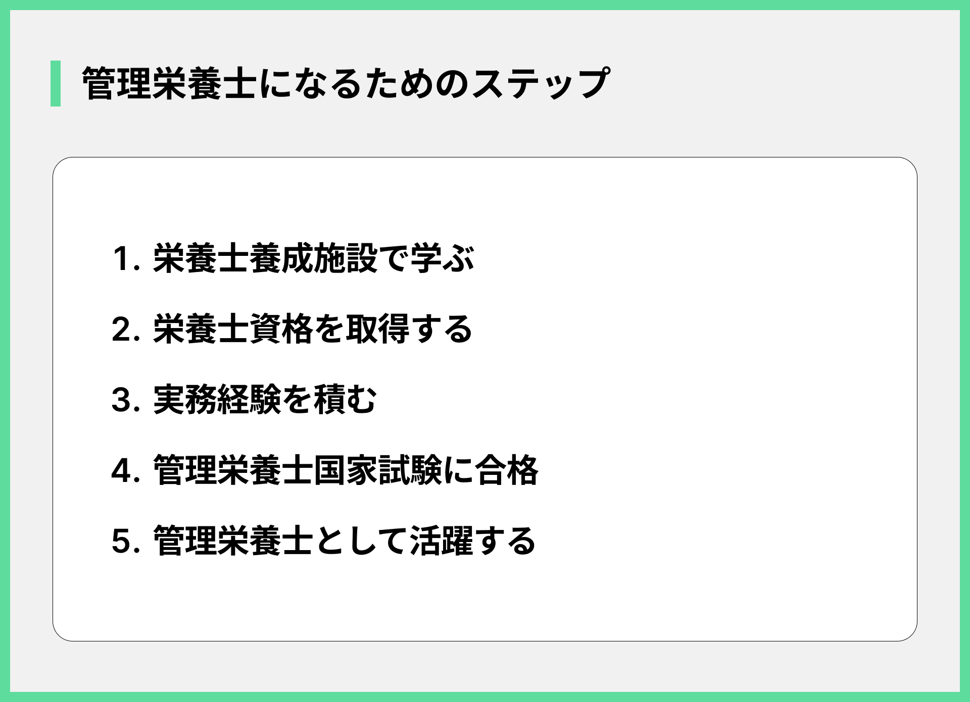 管理栄養士になるためのステップ