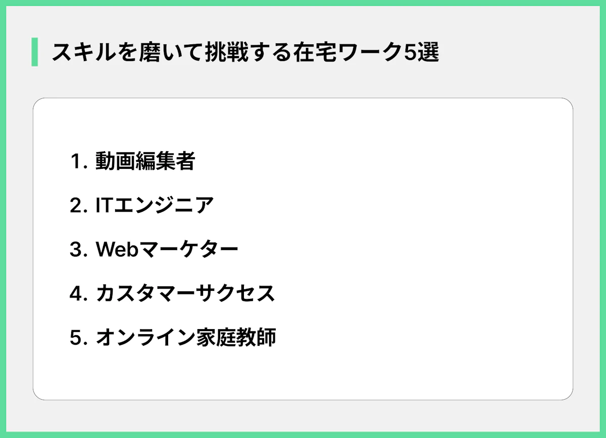 スキルを磨いて挑戦する在宅ワーク5選