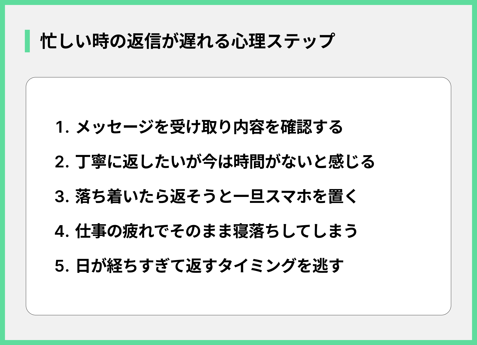 忙しい時の返信が遅れる心理ステップ