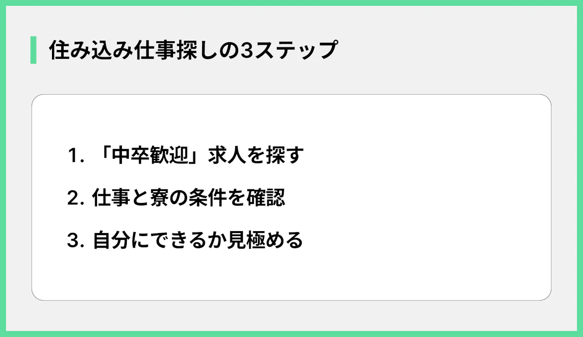 住み込み仕事探しの3ステップ