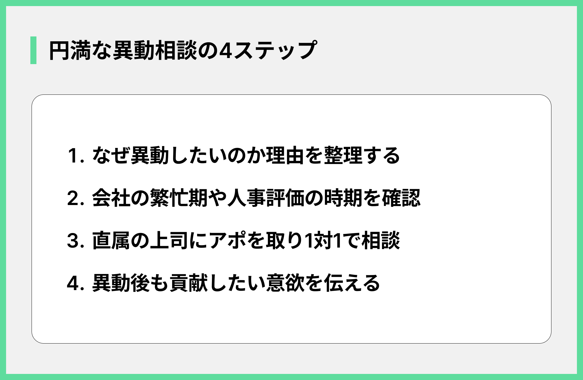 円満な異動相談の4ステップ