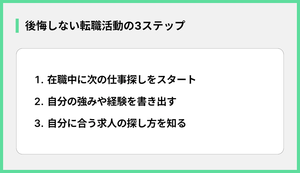 後悔しない転職活動の3ステップ