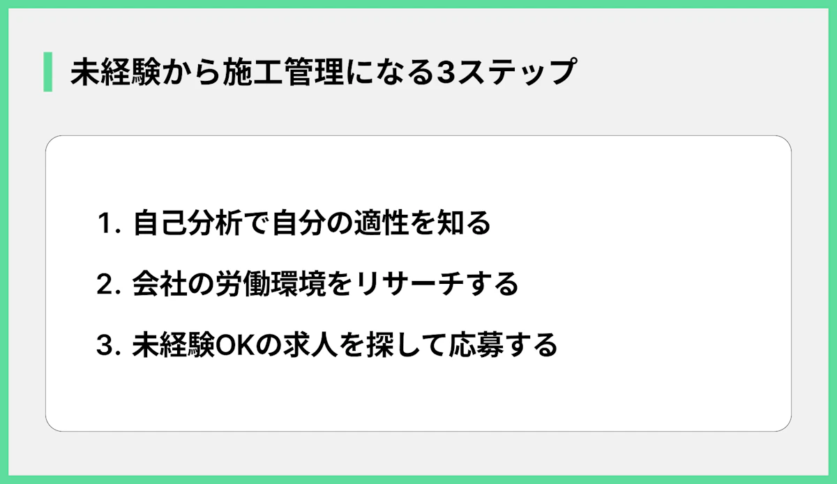 未経験から施工管理になる3ステップ