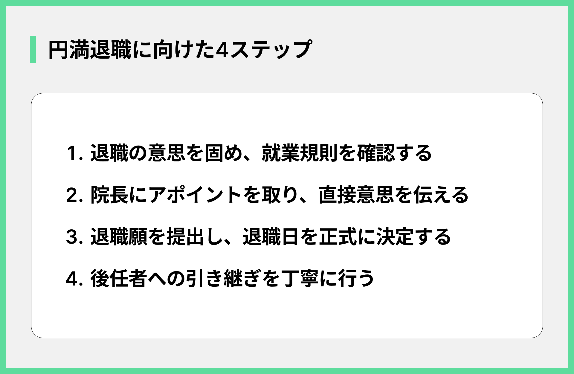 円満退職に向けた4ステップ