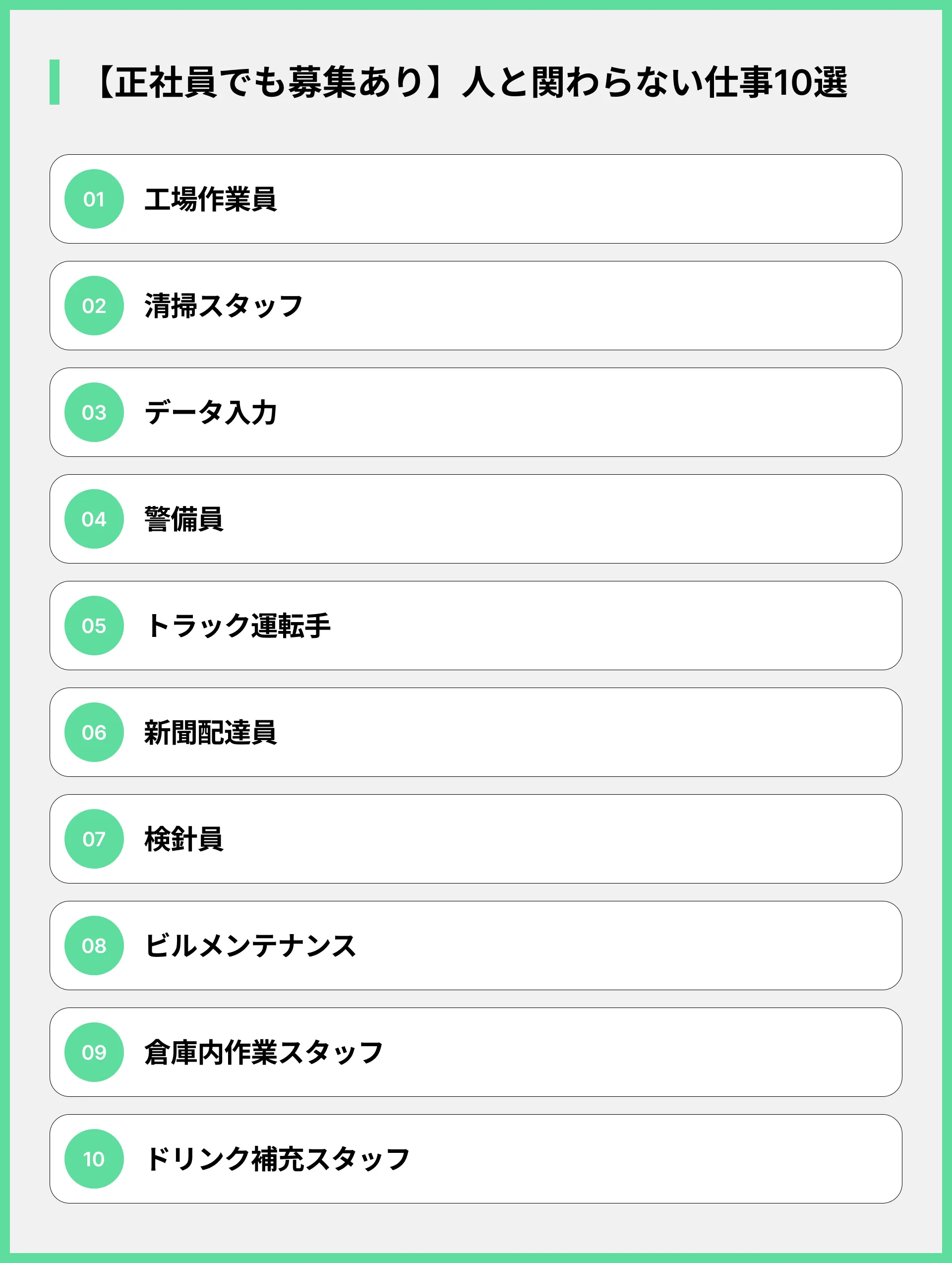 【正社員でも募集あり】人と関わらない仕事10選