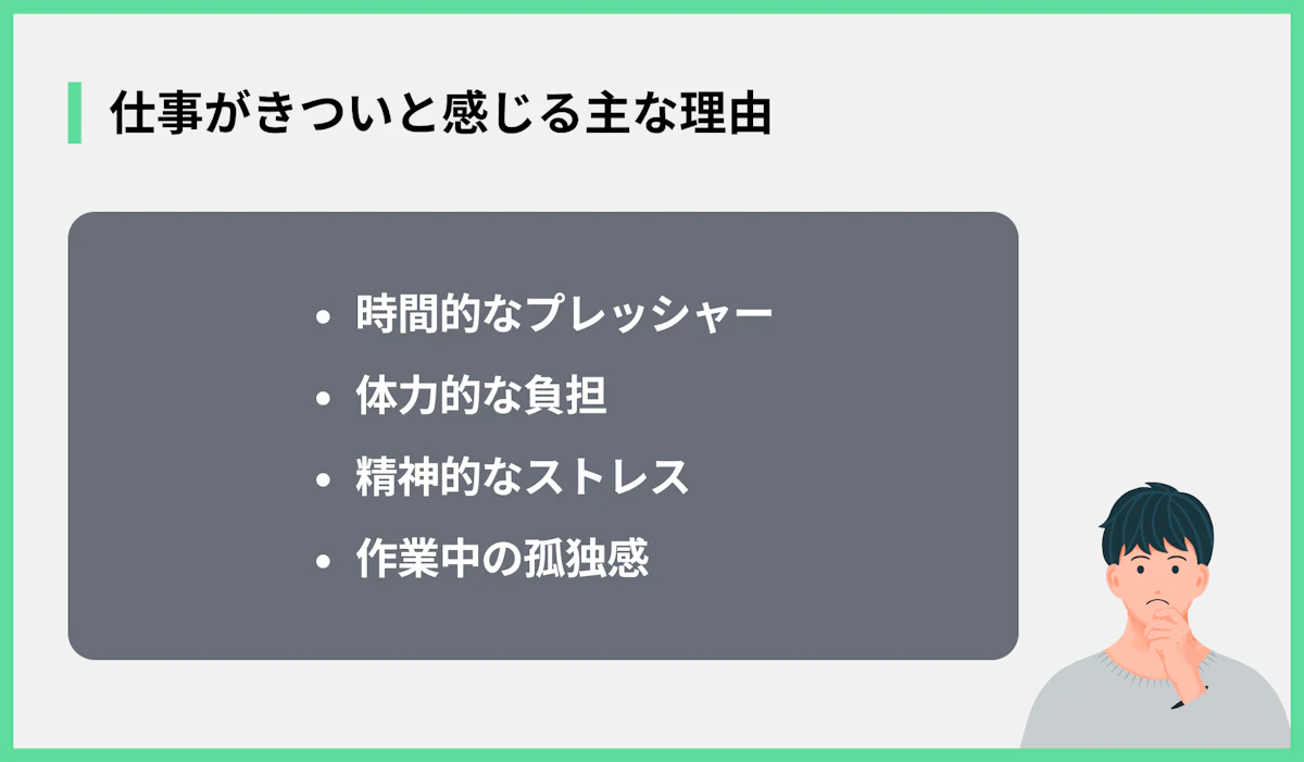 仕事がきついと感じる主な理由