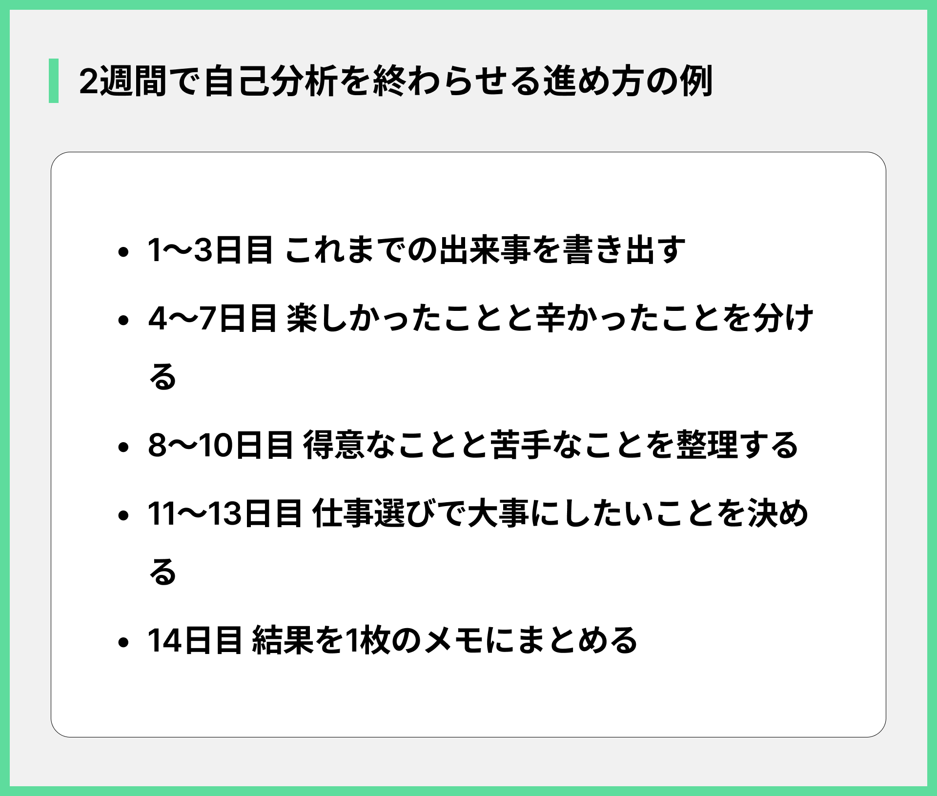 2週間で自己分析を終わらせる進め方の例
