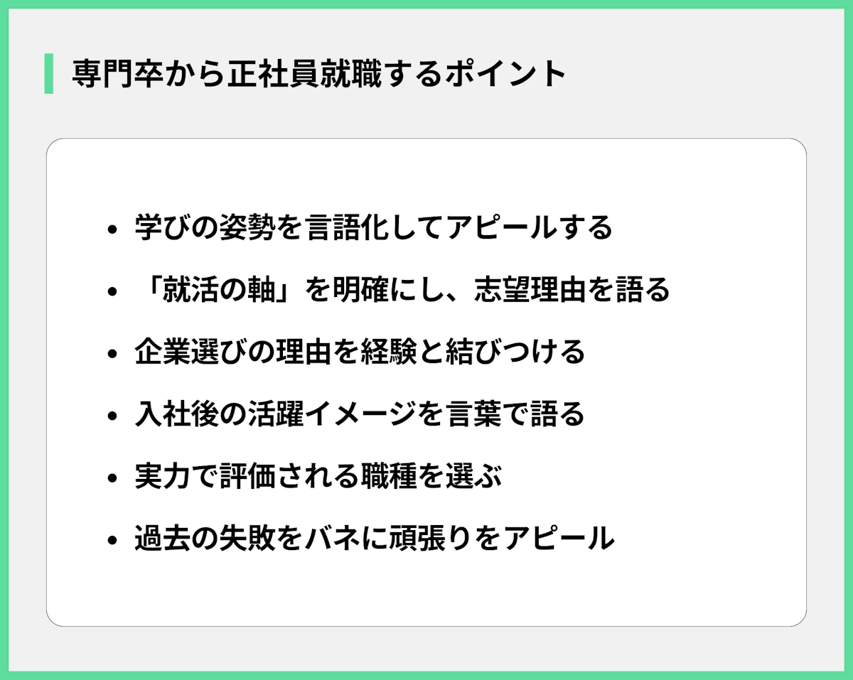 専門卒から正社員就職するポイント