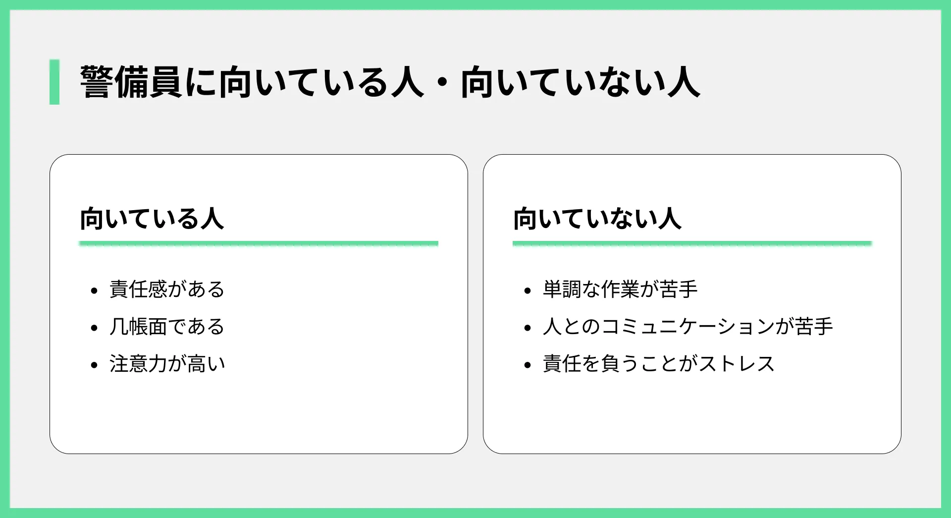 警備員に向いている人・向いていない人