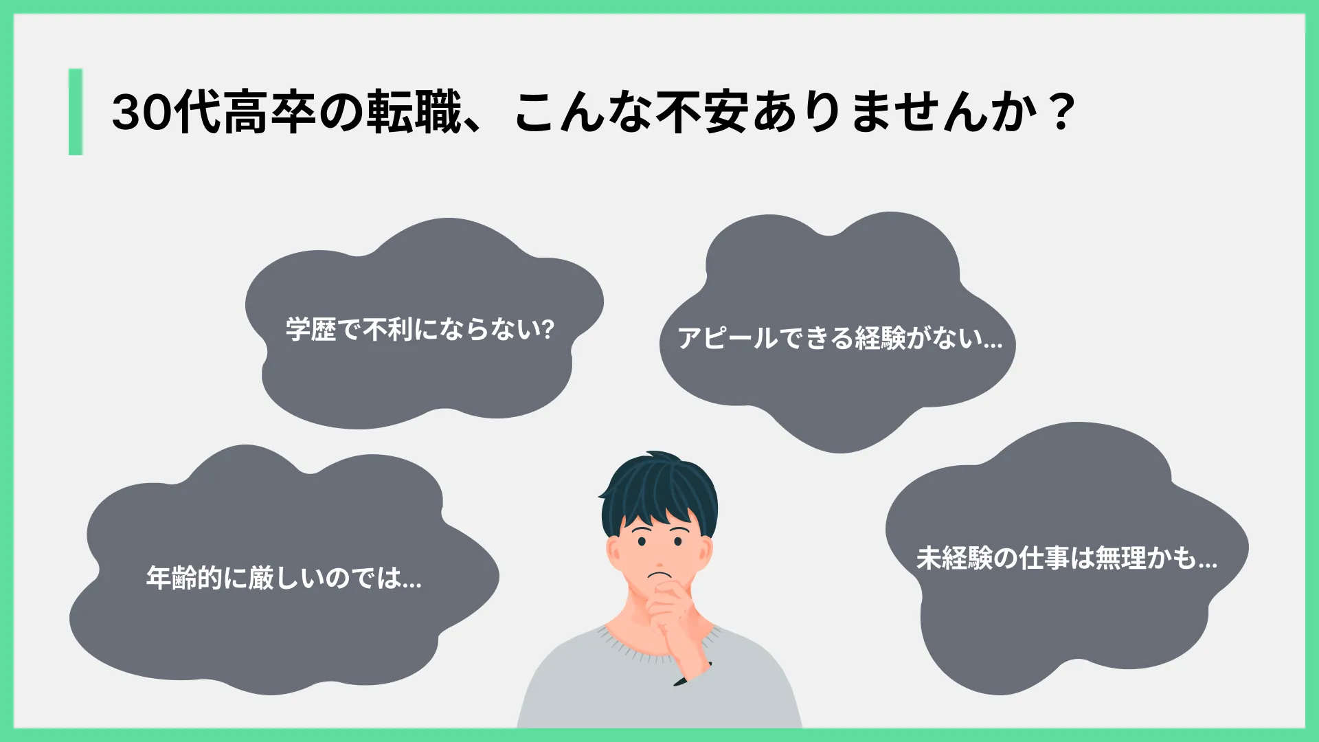 30代高卒の転職、こんな不安ありませんか？
