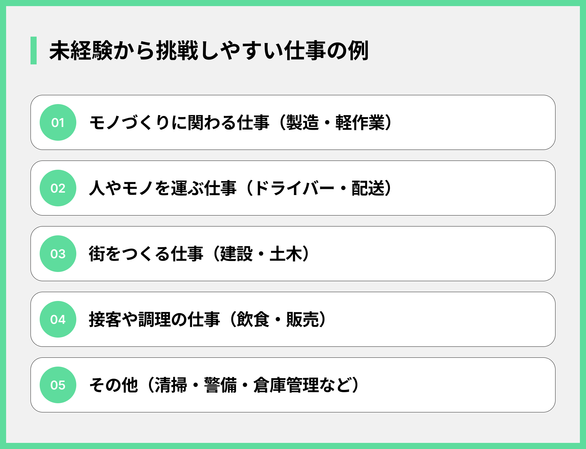 未経験から挑戦しやすい仕事の例