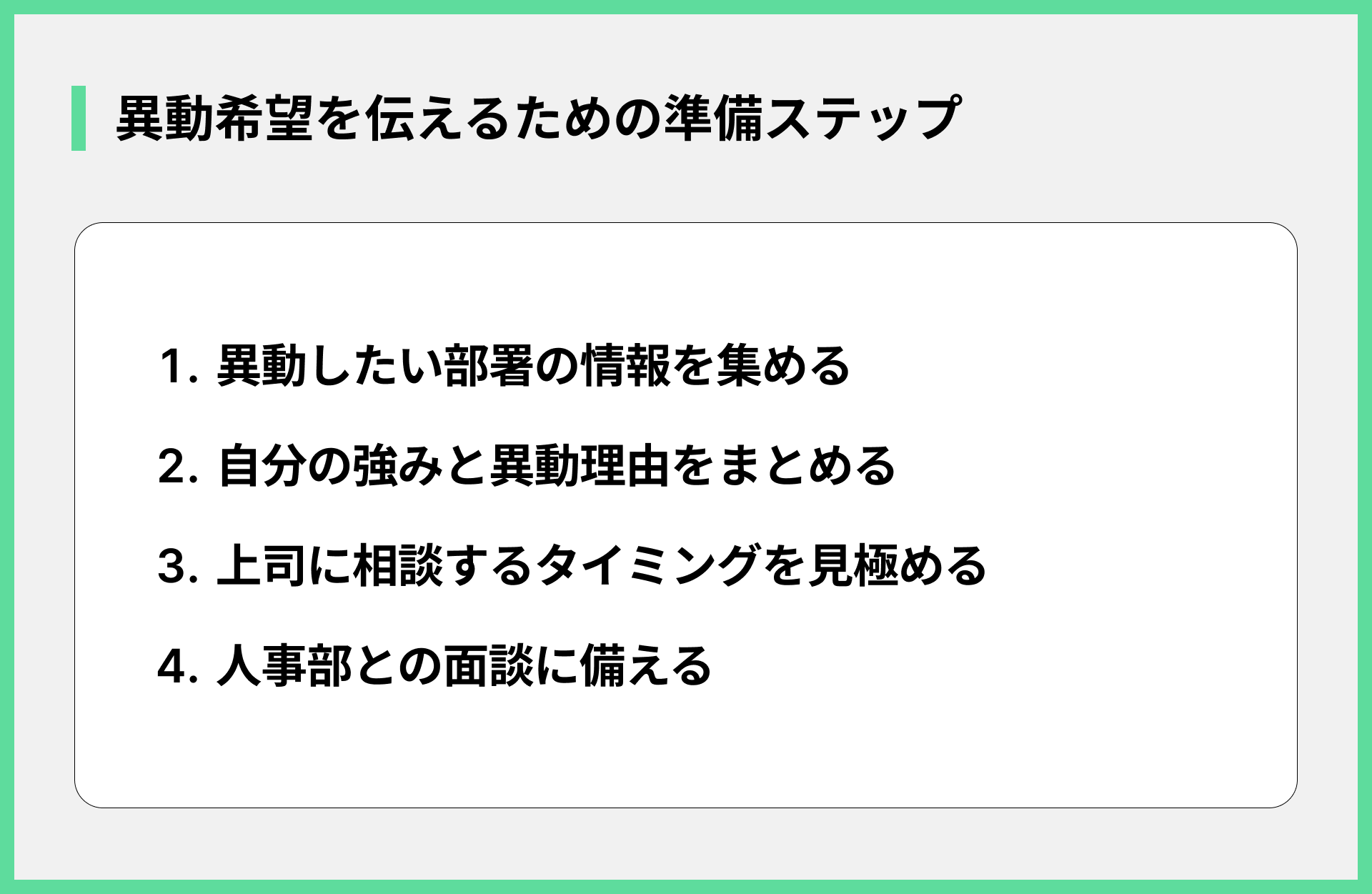 異動希望を伝えるための準備ステップ