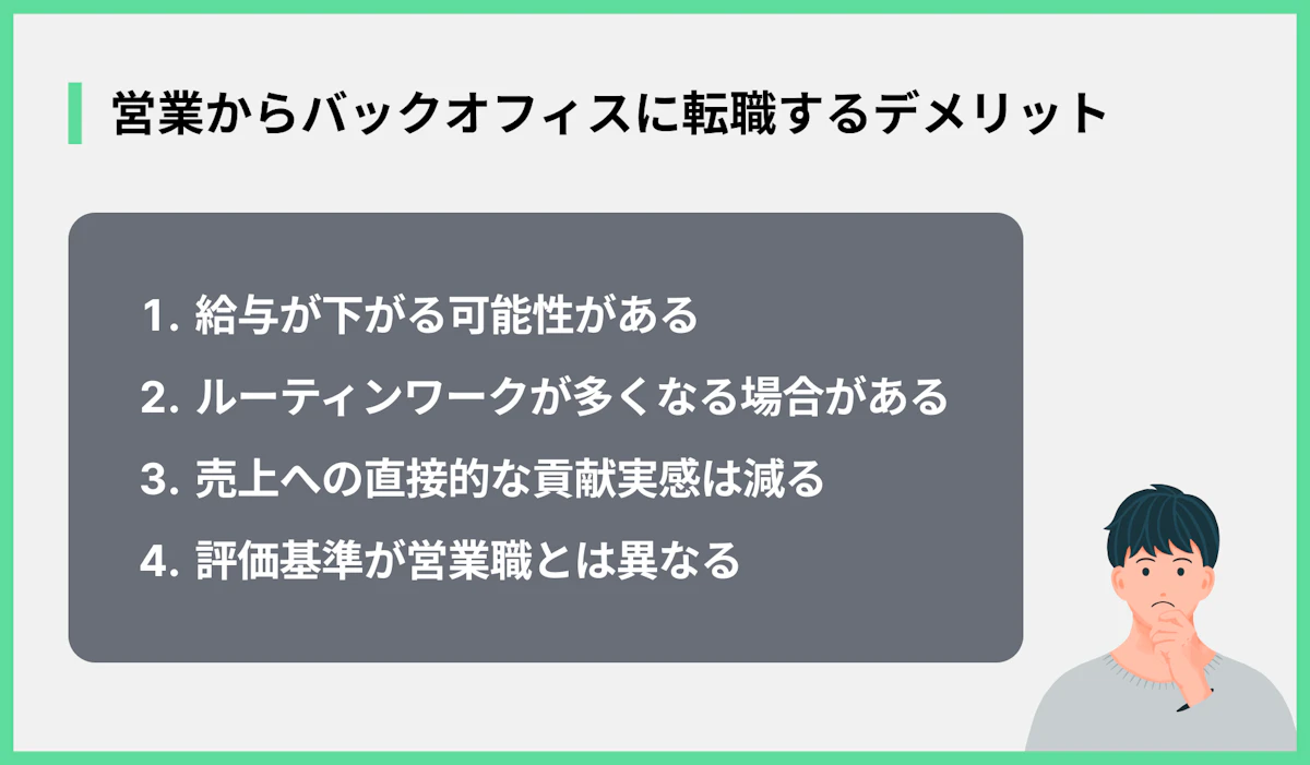 営業からバックオフィスに転職するデメリット