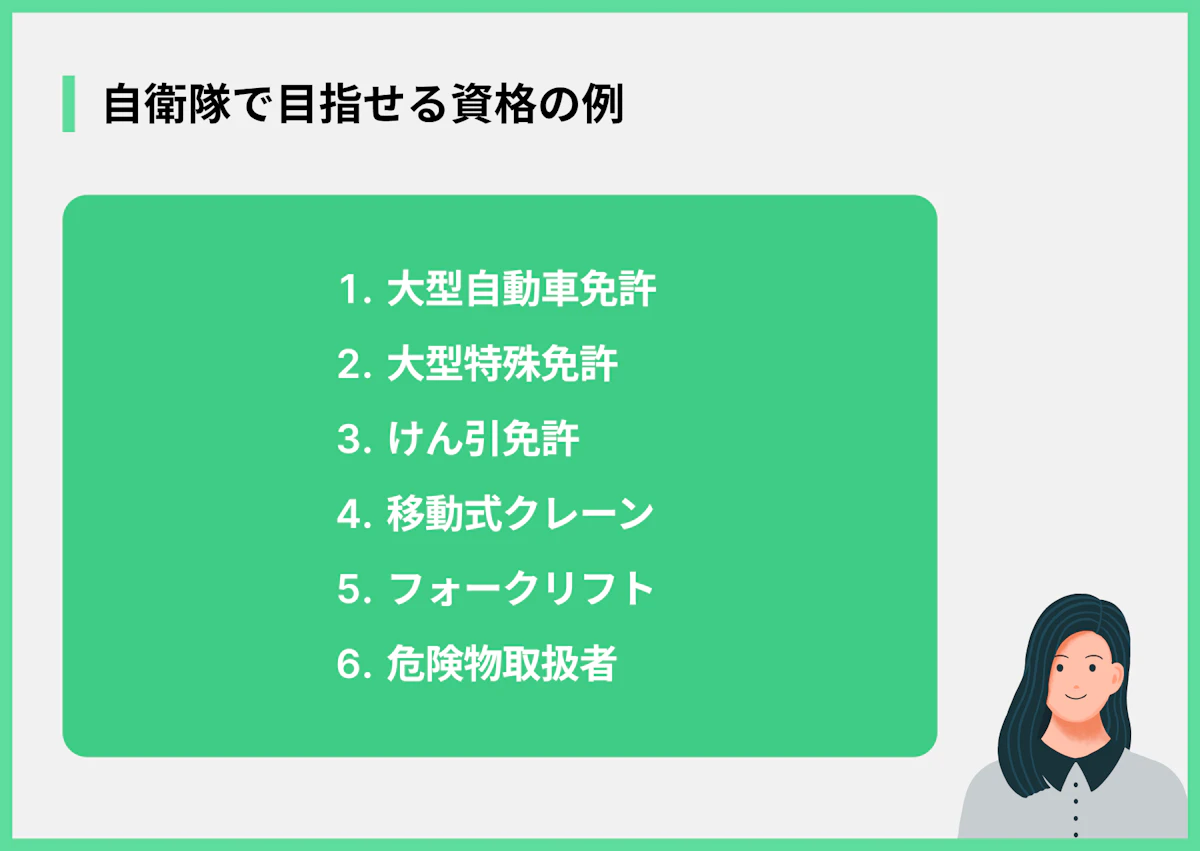 自衛隊で目指せる資格の例