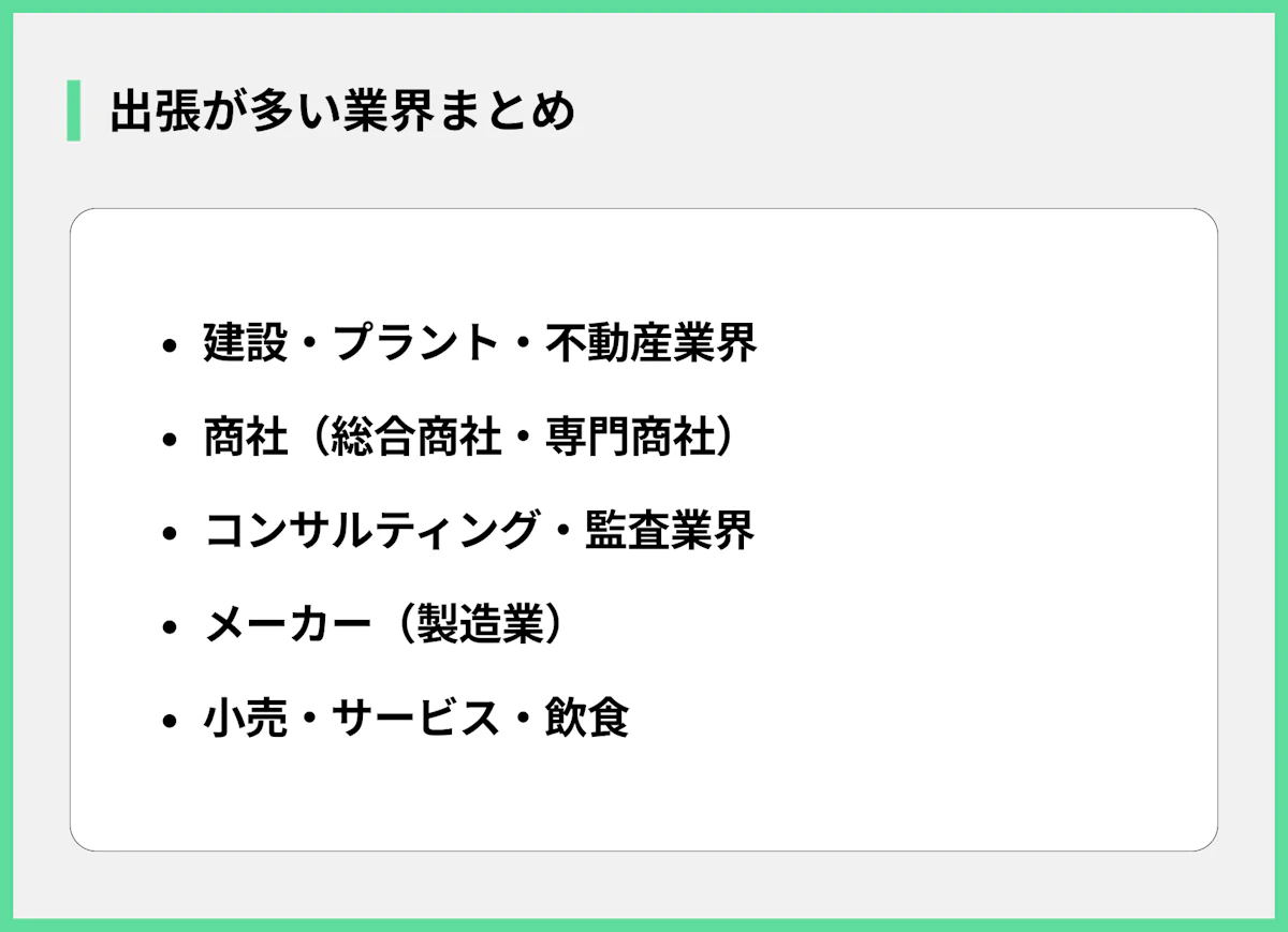 出張が多い業界まとめ