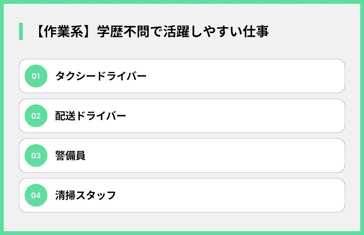 【作業系】学歴不問で活躍しやすい仕事