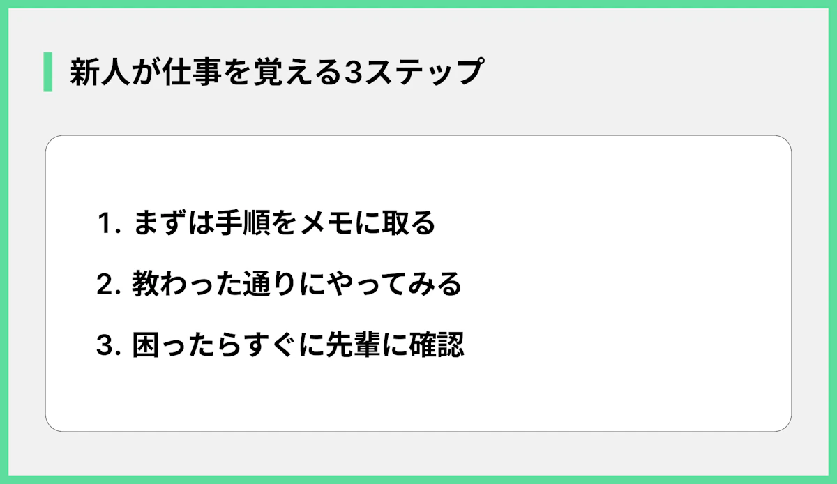 新人が仕事を覚える3ステップ