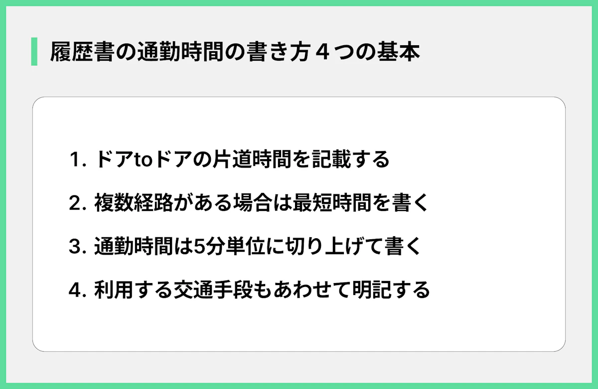 履歴書の通勤時間の書き方4つの基本