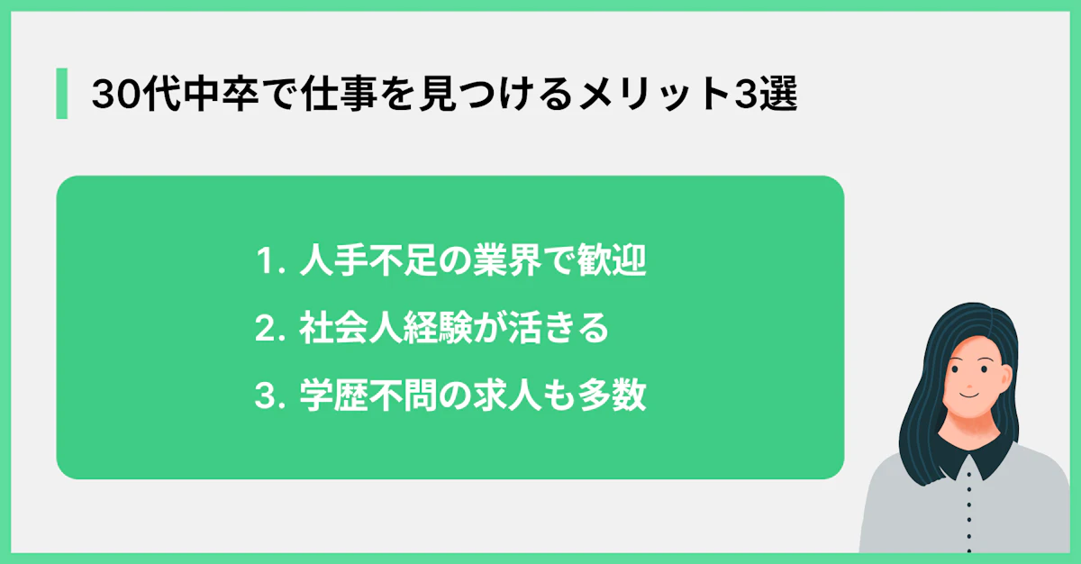 30代中卒で仕事を見つけるメリット3選