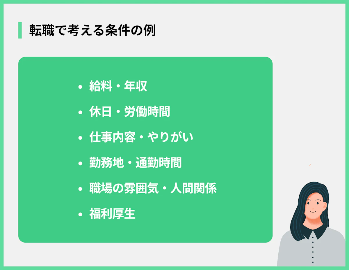 転職で考える条件の例