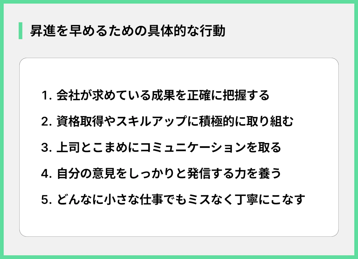 昇進を早めるための具体的な行動