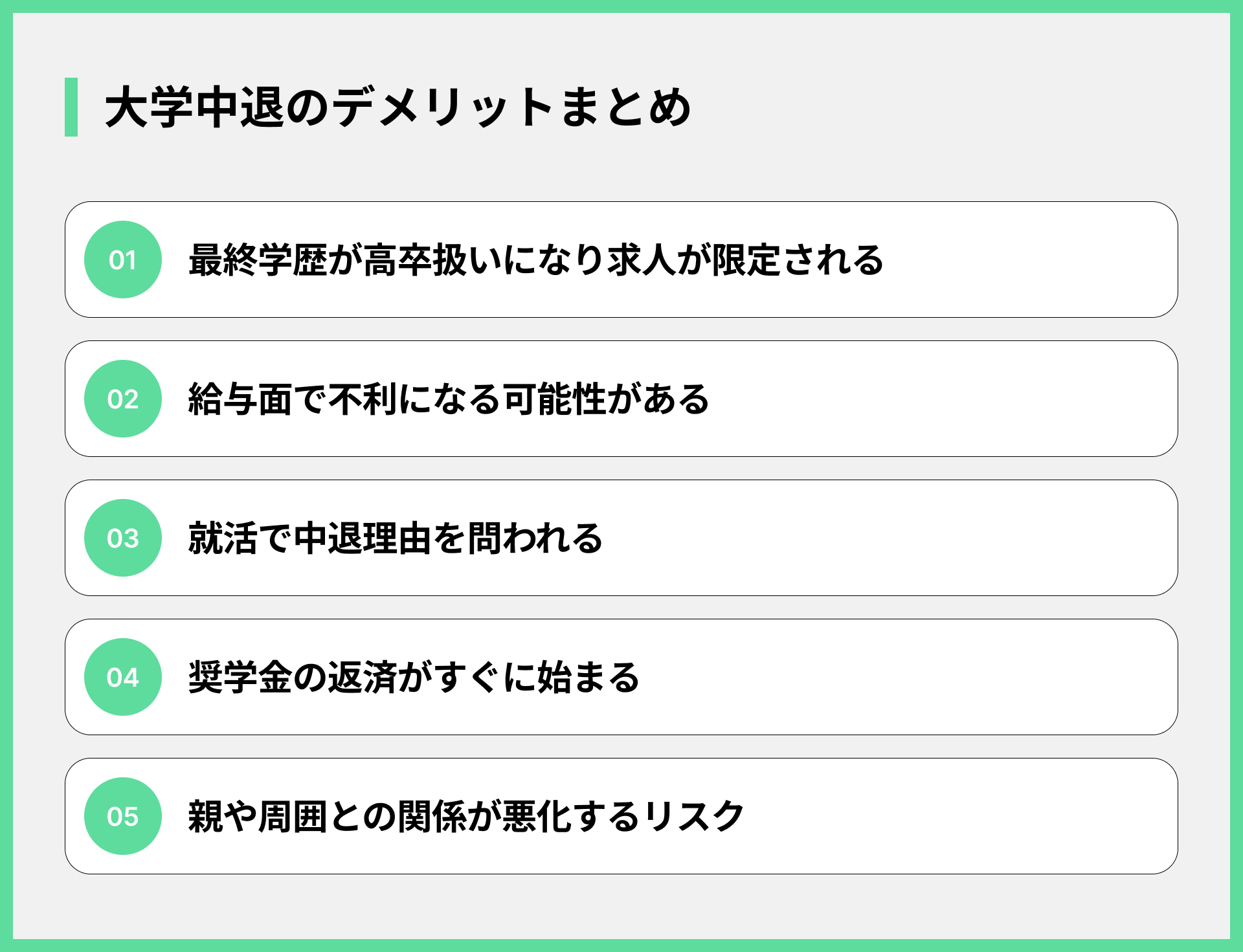 中退することのデメリット5つ
